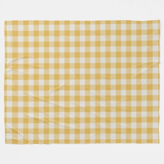 Yellow Ochre Gingham Karo Pattern Fleecedecke (Vorderseite (Horizontal))