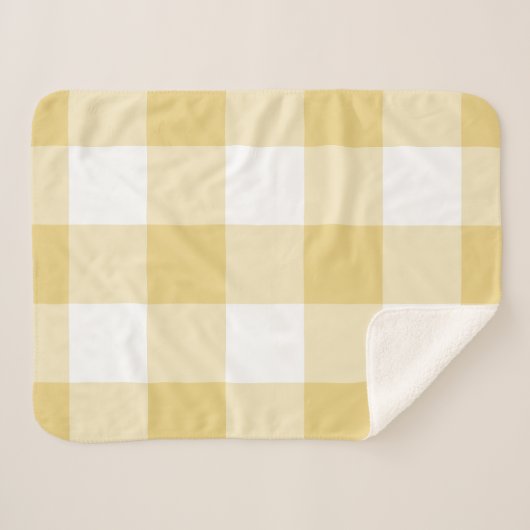 Yellow Ochre Gingham Pattern Sherpadecke (Vorderseite (Horizontal))