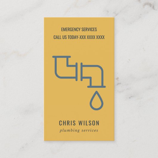 YELLOW OCHRE NAVY PLUMBER SERVICE PIPS PLUMBING VISITENKARTE (Vorderseite)