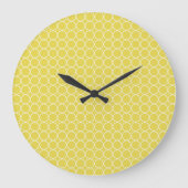 Yellow Octagon Pattern Wall clock Große Wanduhr (Vorderseite)