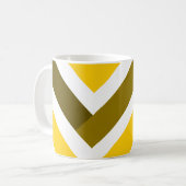 Yellow Olive Chevron Geometric Pattern Kaffeetasse (Vorderseite Links)