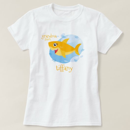 Yellow Oma Shark T-Shirt (Design vorne)