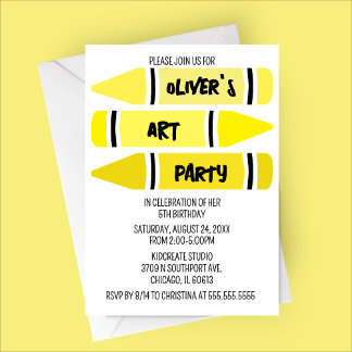 Yellow Ombre Crayons Art Geburtstagsparty Einladun Einladung