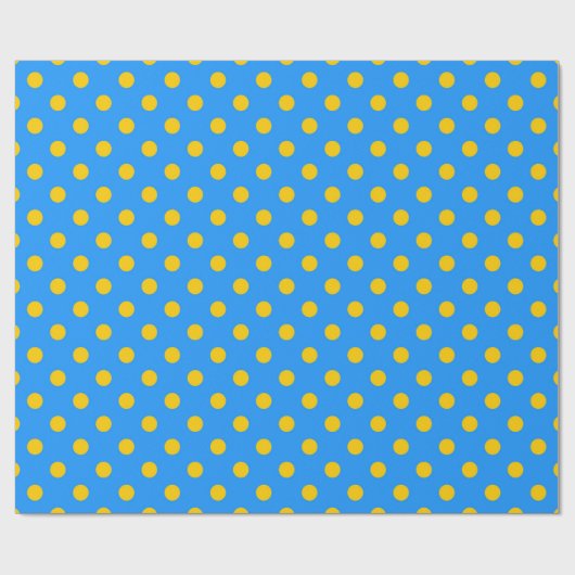 Yellow On Blue Polka Dots Pattern Design Geschenkpapier (Flach)