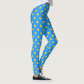 Yellow On Blue Polka Dots Pattern Design Leggings