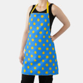Yellow On Blue Polka Dots Pattern Design Schürze (InSitu)