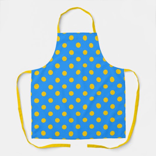Yellow On Blue Polka Dots Pattern Design Schürze (Vorderseite)