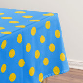 Yellow On Blue Polka Dots Pattern Design Tischdecke