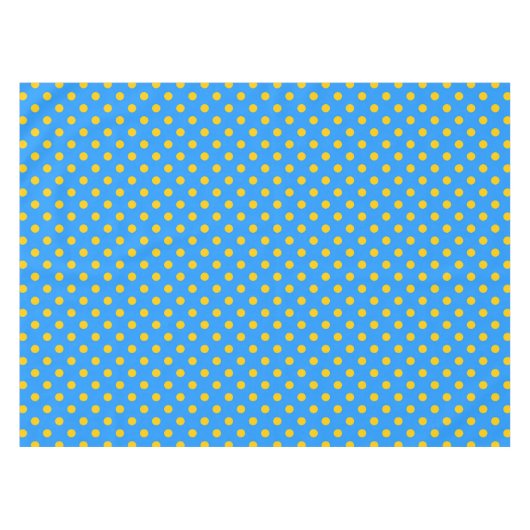 Yellow On Blue Polka Dots Pattern Design Tischdecke (Vorderseite (Horizontal))