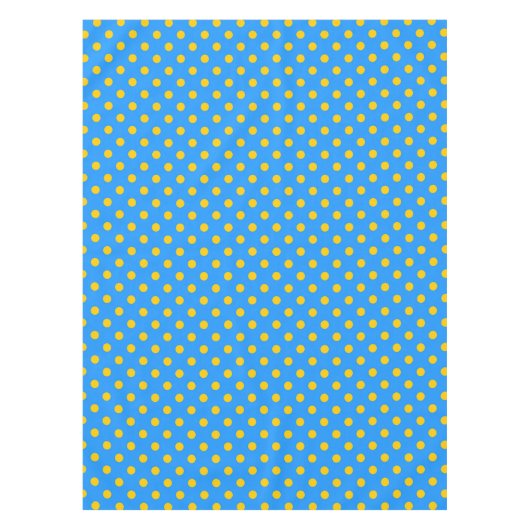 Yellow On Blue Polka Dots Pattern Design Tischdecke (Vorderseite)