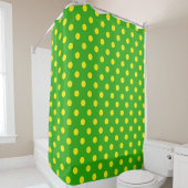 Yellow On Green Polka Dots Pattern Design  Duschvorhang