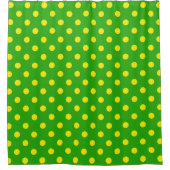 Yellow On Green Polka Dots Pattern Design Duschvorhang (Vorderseite)