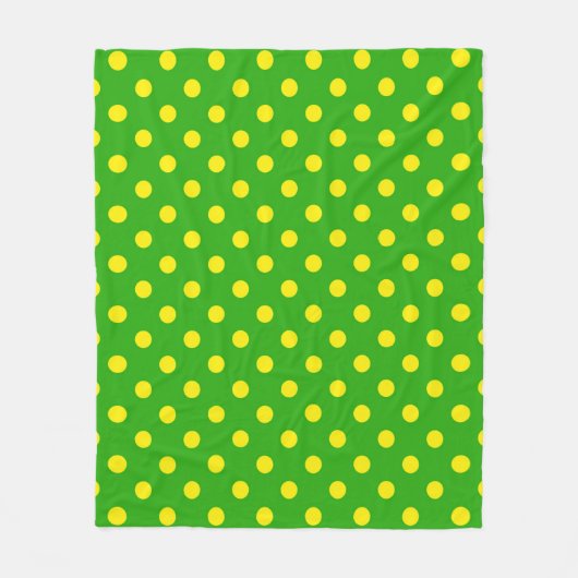 Yellow On Green Polka Dots Pattern Design Fleecedecke (Vorderseite)