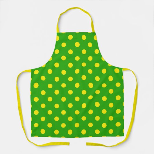 Yellow On Green Polka Dots Pattern Design Schürze (Vorderseite)