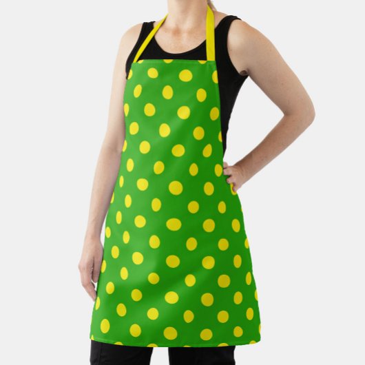 Yellow On Green Polka Dots Pattern Design  Schürze