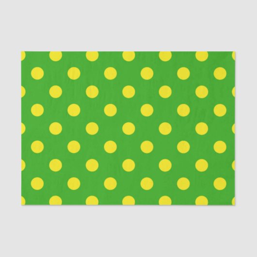 Yellow On Green Polka Dots Pattern Design Seidenpapier (Vorderseite)