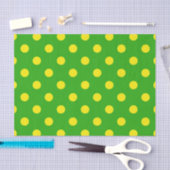 Yellow On Green Polka Dots Pattern Design Seidenpapier (Handwerk)