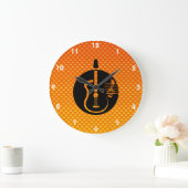 Yellow Orange Acoustic Guitar Große Wanduhr (Zuhause)