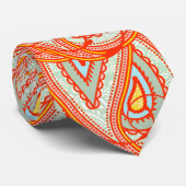Yellow Orange Aqua Mint Paisley Wedding Krawatte (Gerollt)