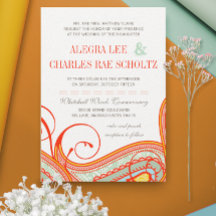 Yellow Orange Aqua Mint Persimmon Paisley Wedding