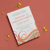 Yellow Orange Aqua Mint Persimmon Paisley Wedding Einladung