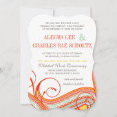 Yellow Orange Aqua Mint Persimmon Paisley Wedding Einladung (Vorderseite)