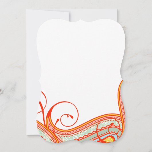 Yellow Orange Aqua Mint Persimmon Paisley Wedding Einladung (Rückseite)