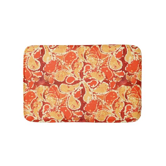 Yellow Orange Bali Batik Style Paisley Pattern Badematte (Vorderseite)