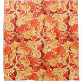 Yellow Orange Bali Batik Style Paisley Pattern Duschvorhang (Vorderseite)