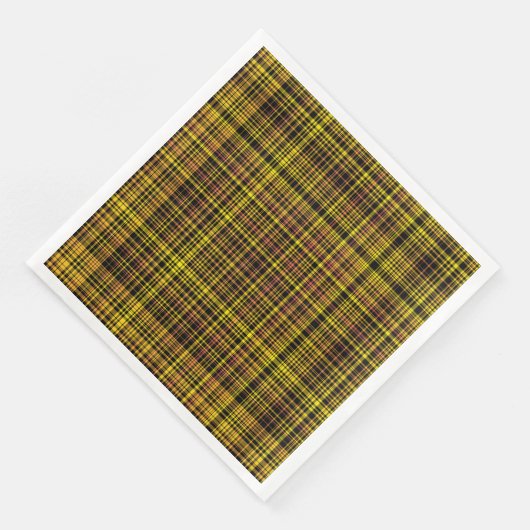 Yellow Orange Black Plaid Pattern Serviette (Ecke)