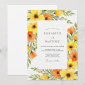 Yellow Orange Bloom Spring Wedding Einladung (Vorne/Hinten)