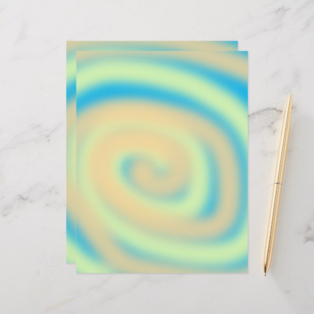 Yellow Orange Blue Swirl Scrapbook Paper (Vorderseite/Rückseite Beispiel)