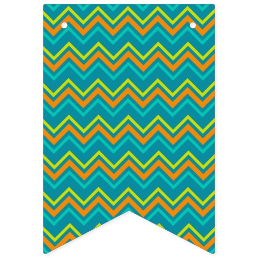 Yellow Orange Blue Zig Zag Line Geometric Dinosaur Wimpelkette (Erste Fahne)