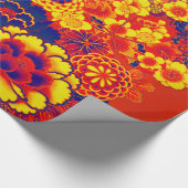 YELLOW ORANGE BLUME Peony, Rose Japanisches Blumen Geschenkpapier (Ecke)