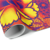 YELLOW ORANGE BLUME Peony, Rose Japanisches Blumen Geschenkpapier (Rolleneckpunkt)