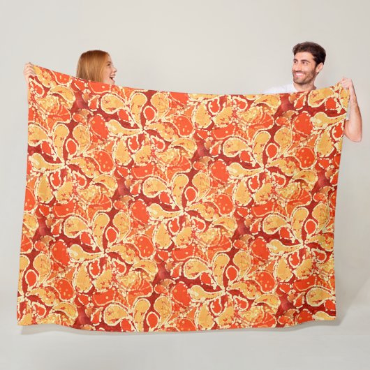 Yellow Orange Bohemisch Bali Batik Style Paisley Fleecedecke (Beispiel)