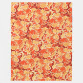 Yellow Orange Bohemisch Bali Batik Style Paisley Fleecedecke (Vorderseite)