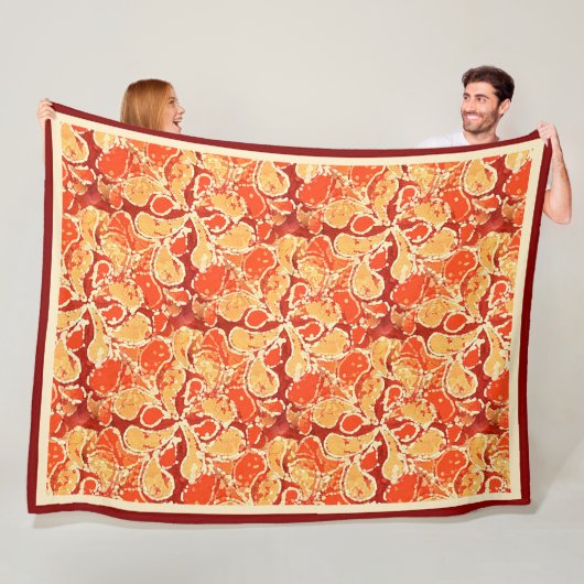 Yellow Orange Bohemisch Bali Batik Style Paisley Fleecedecke (Beispiel)