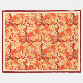 Yellow Orange Bohemisch Bali Batik Style Paisley Fleecedecke (Vorderseite (Horizontal))