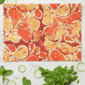 Yellow Orange Bohemisch Bali Batik Style Paisley Geschirrtuch (Gefaltet)