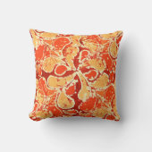 Yellow Orange Bohemisch Bali Batik Style Paisley Kissen (Vorderseite)