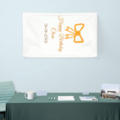 Yellow orange bow watercolor retro Happy Geburtsta Banner (Messeveranstaltung)