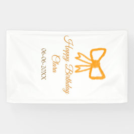 Yellow orange bow watercolor retro Happy Geburtsta Banner