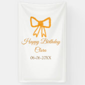 Yellow orange bow watercolor retro Happy Geburtsta Banner (Vertikal)