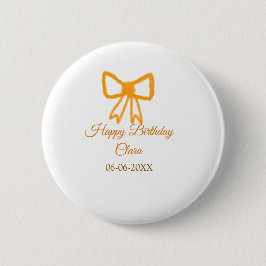 Yellow orange bow watercolor retro Happy Geburtsta Button