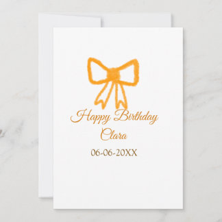 Yellow orange bow watercolor retro Happy Geburtsta Einladung