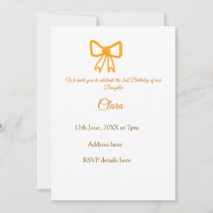 Yellow orange bow watercolor retro Happy Geburtsta Einladung