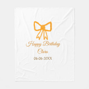 Yellow orange bow watercolor retro Happy Geburtsta Fleecedecke