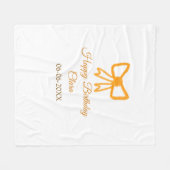 Yellow orange bow watercolor retro Happy Geburtsta Fleecedecke (Vorderseite (Horizontal))