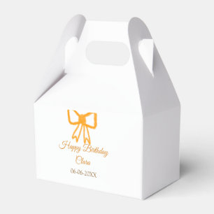 Yellow orange bow watercolor retro Happy Geburtsta Geschenkschachtel